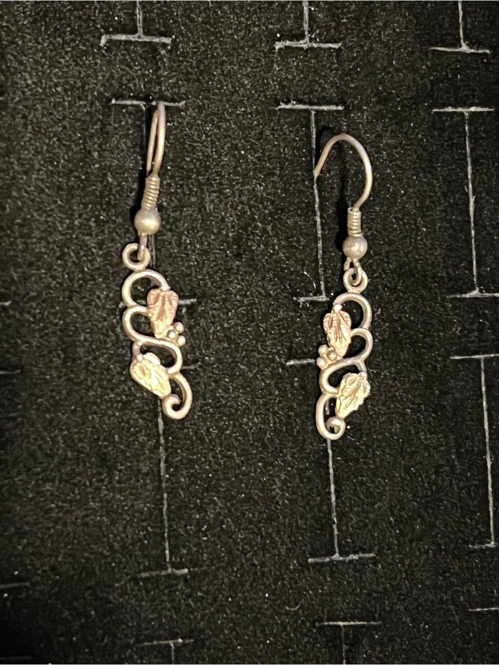 Vintage .925 Silver Gold leaf Elegant Dangle earrings